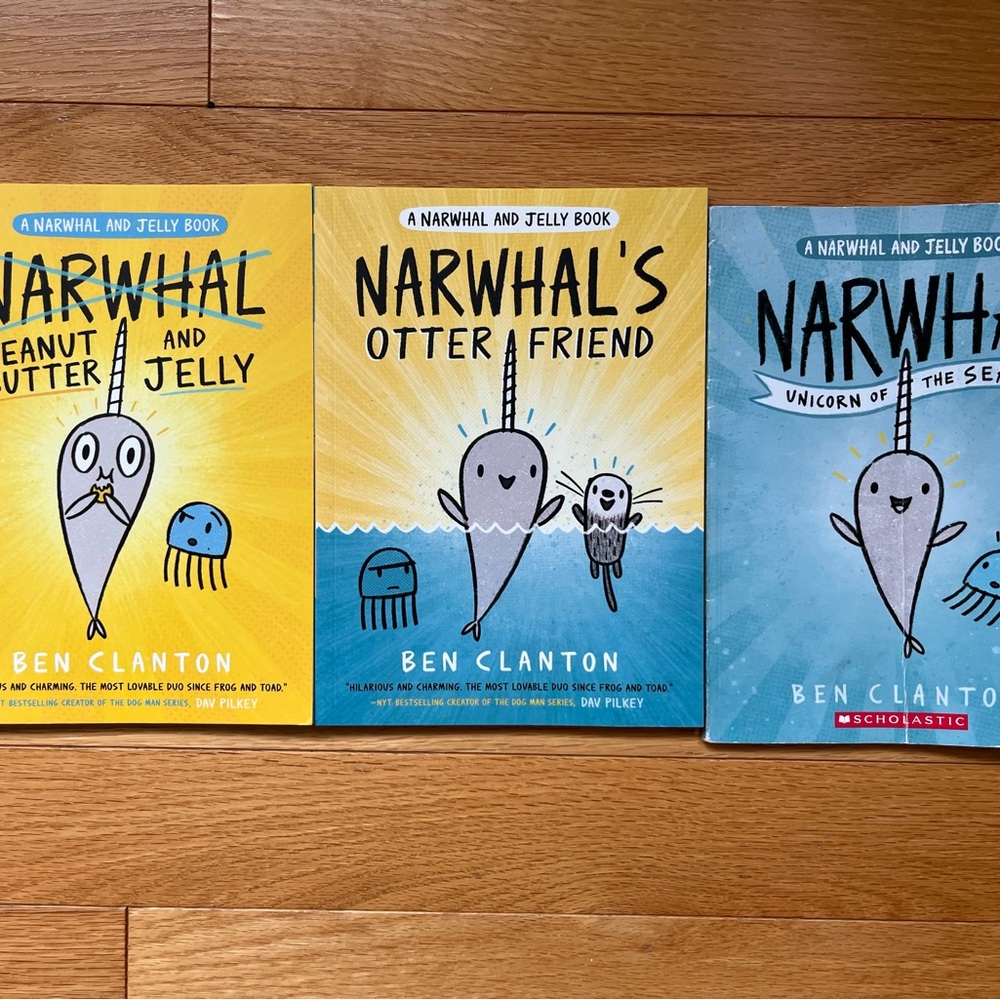 Scholastic Narwhal and Jelly Book Trio - Yellow, Blue, Gray